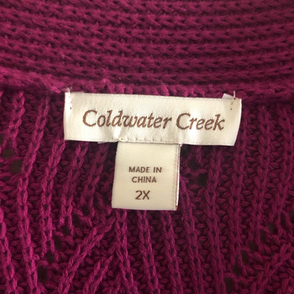 Coldwater Creek 2XL Fuchsia Loose-knit Cardigan - Picture 3 of 3